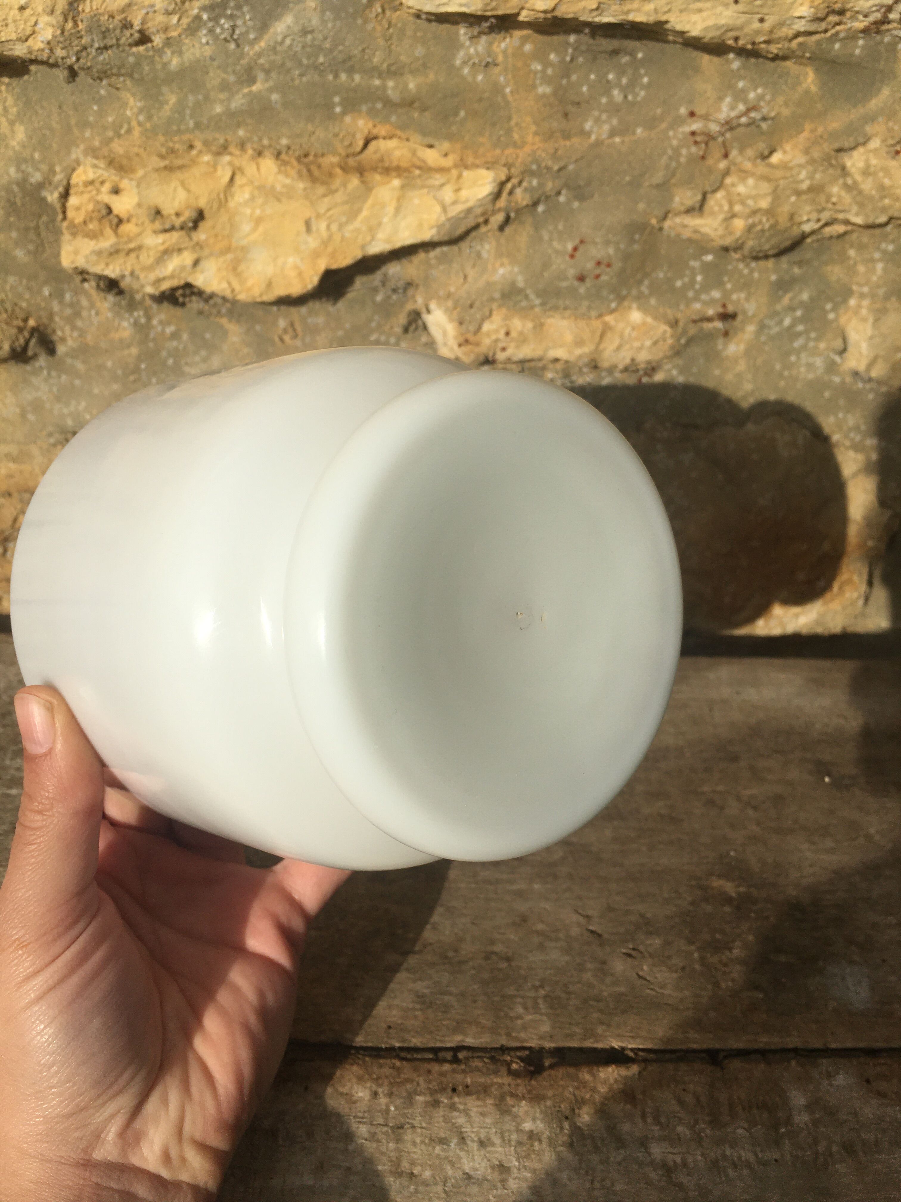 White opaline pot