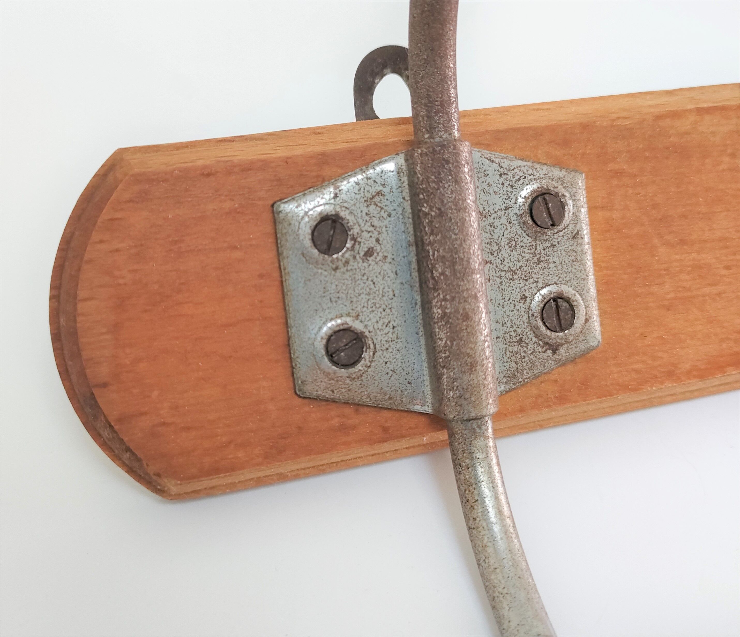Coat rack wood and metal patinated Samaritaine Paris vintage