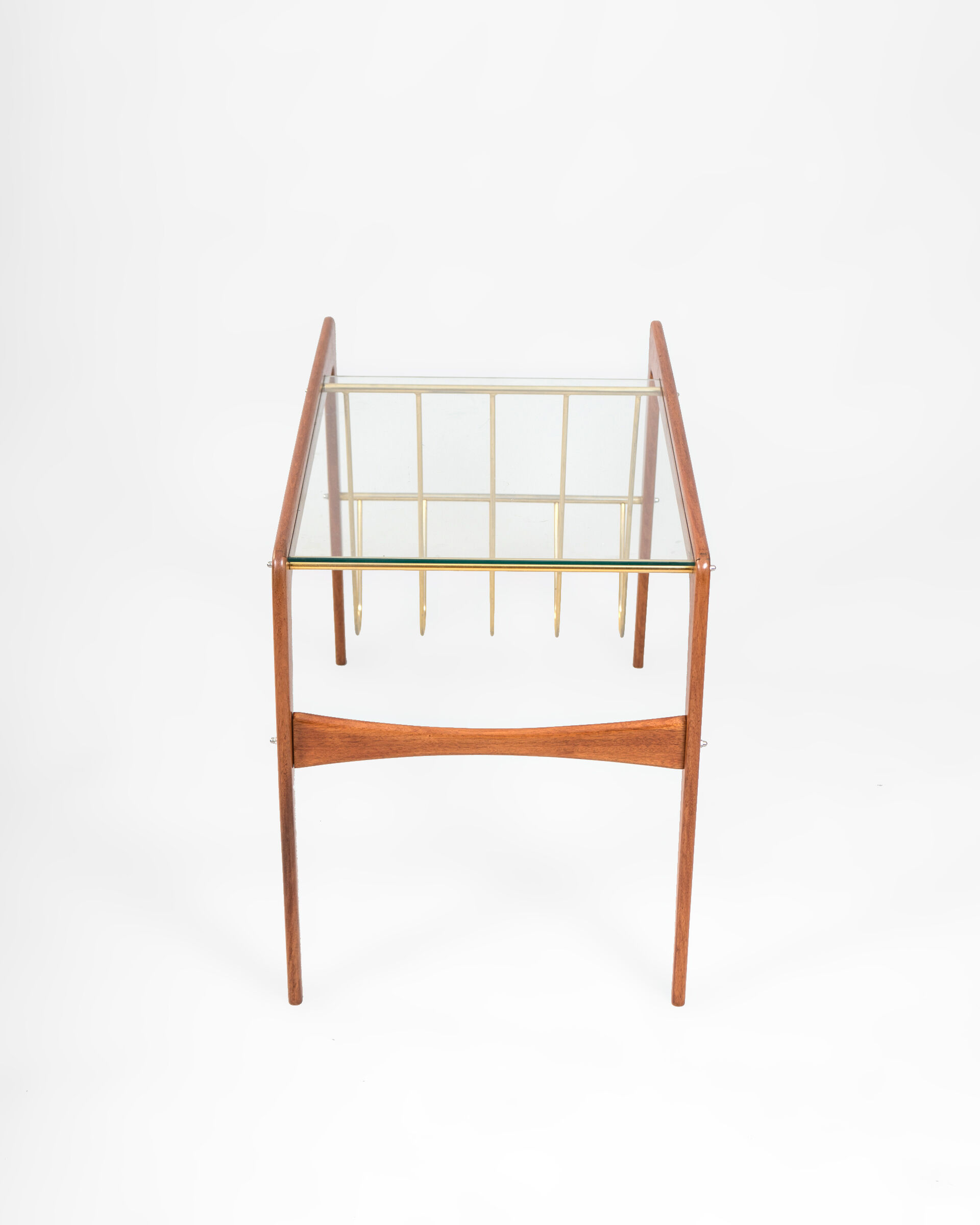 Danish teak & glass coffee table with rack, Denmark, 1960s