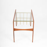 Danish teak & glass coffee table with rack, Denmark, 1960s