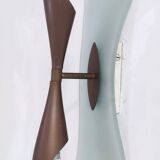 Vintage Brass and Etched and Curved Glass Wall Light ascribable to Fontana Arte