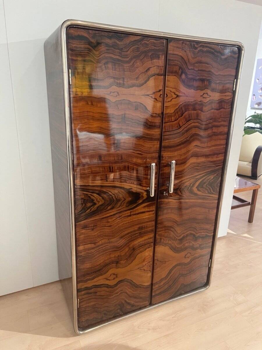 Bauhaus Wardrobe in Palisander Optic, Steel Tube and Chrome, Germany, 1930s