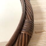 Oval rattan mirror