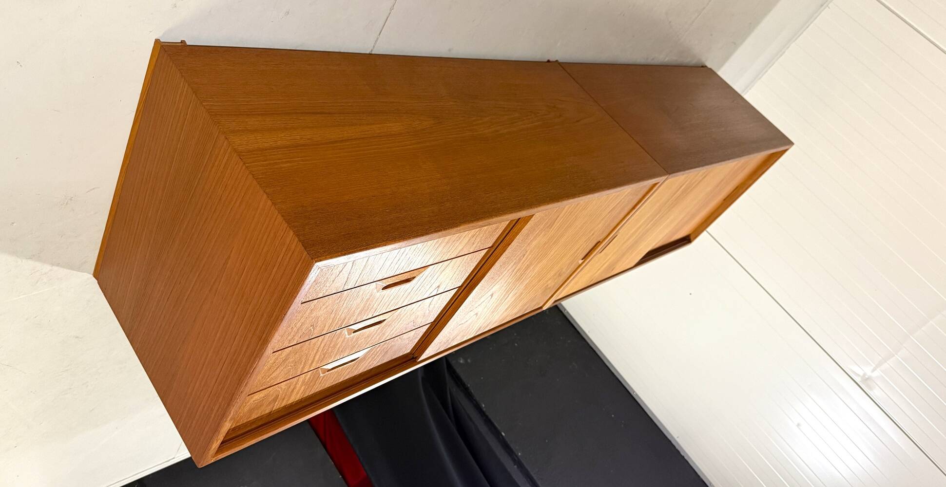 Teak wall system Sven Ellekaer Albert Hansen Denmark 1960s