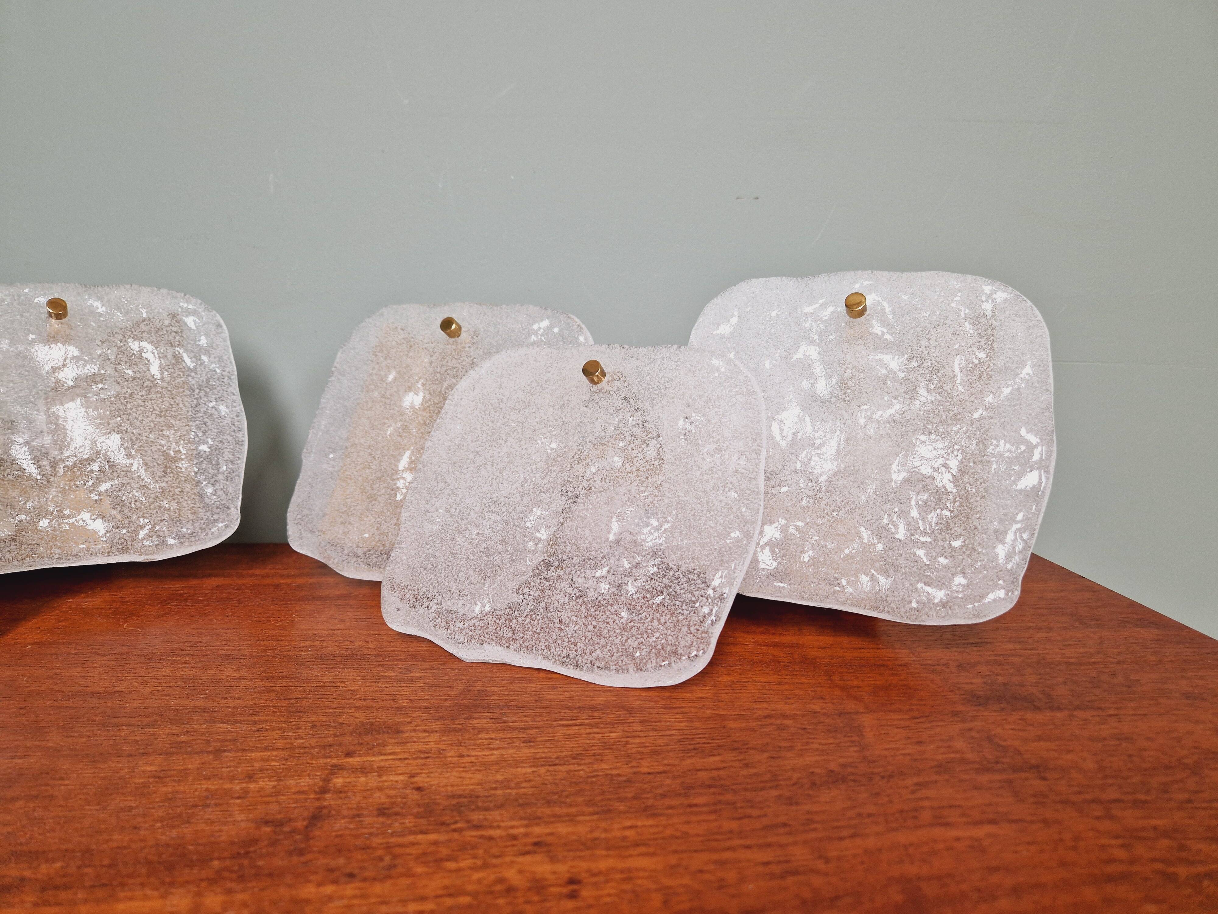 Pair of frosted glass wall lights, Kalmar, 1960s