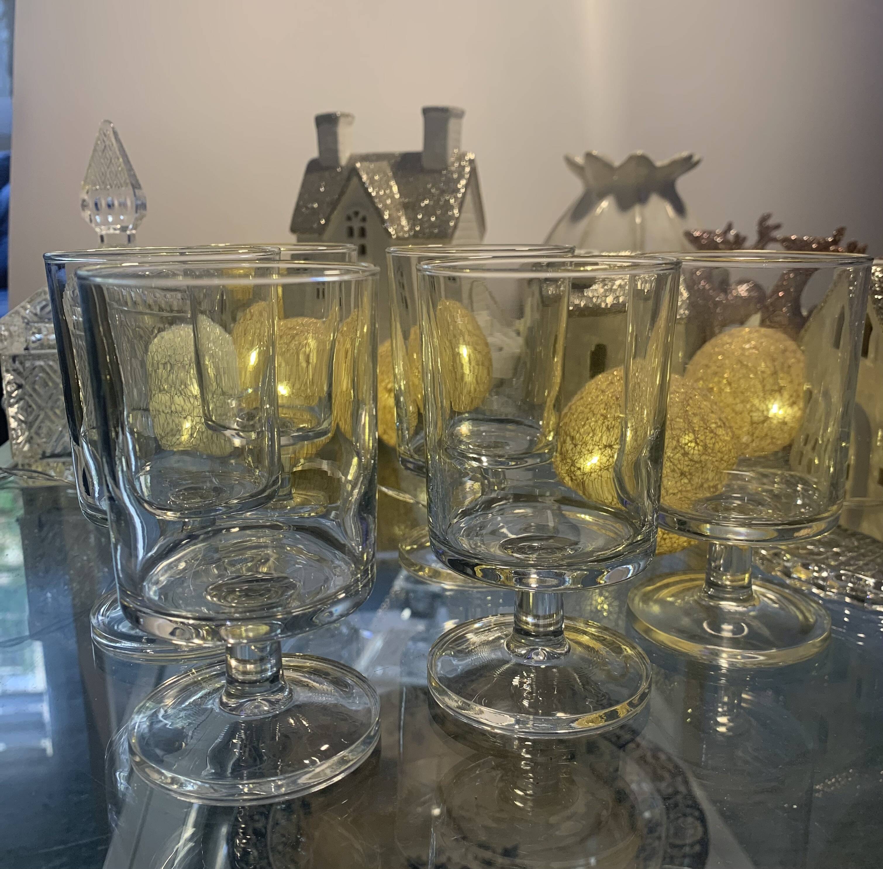 lot of vintage stemmed glasses from the 60s/70s