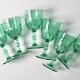 Set of 6 Vintage Green Wine Glasses / Stem Flutes / Crisal / Portugal 2000s