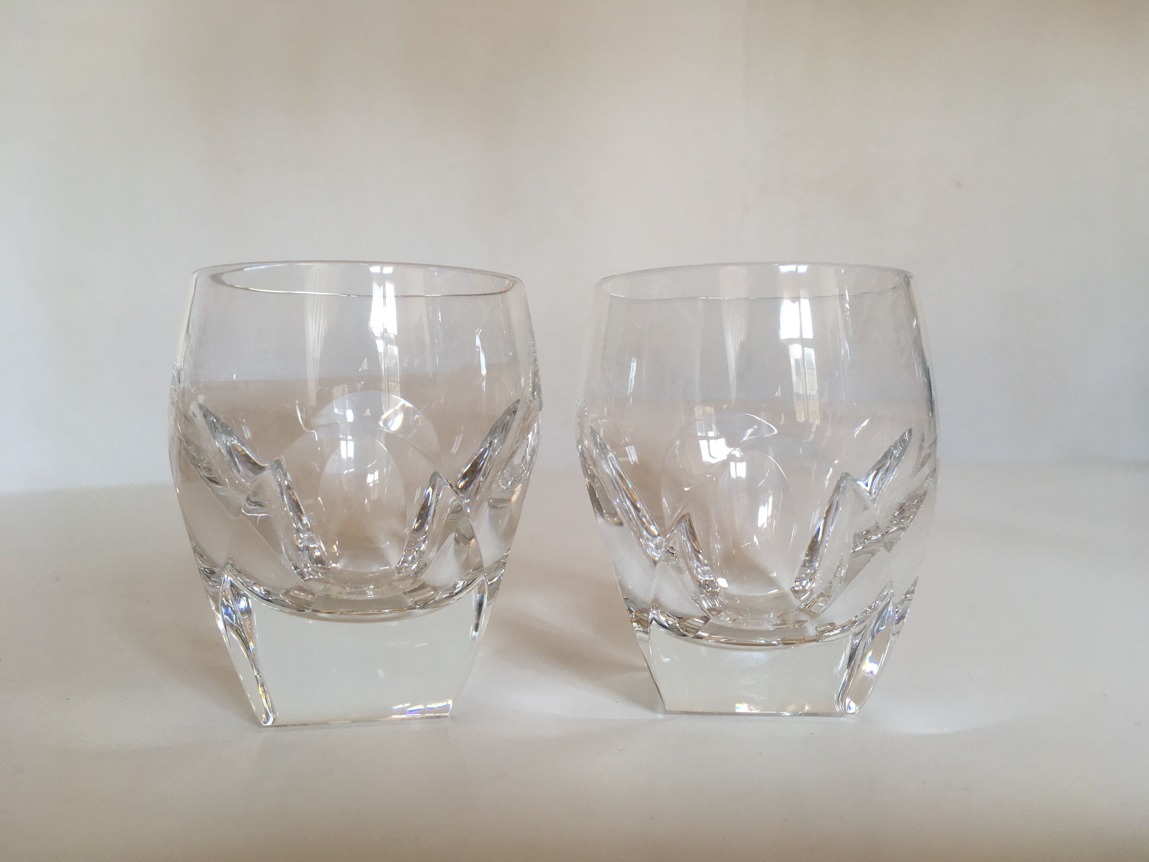 1960 crystal cup glasses ringing with cut-outs