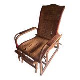 Fauteuil chaise longue rotin ancienne début 20ème