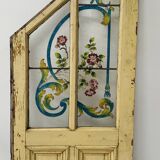 20th-century fir and painted glass under-stair door