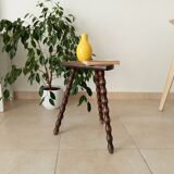 Vintage turned wood tripod stool
