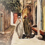 Orientalist watercolor signed, 1947