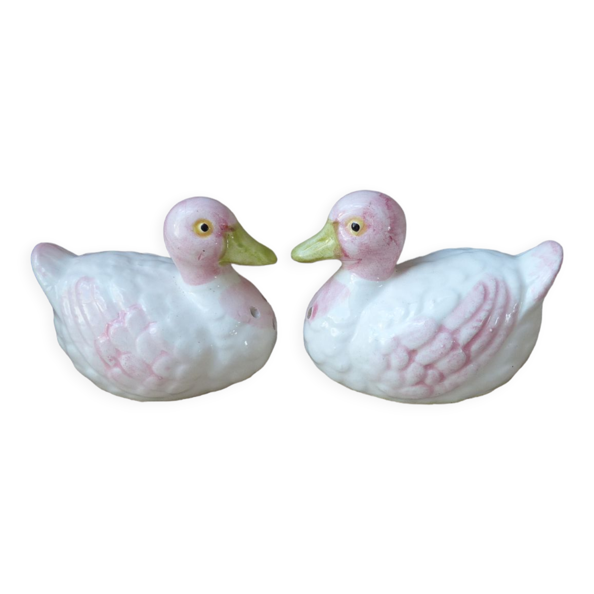 Vintage ceramic duck salt shaker and pepper shaker set