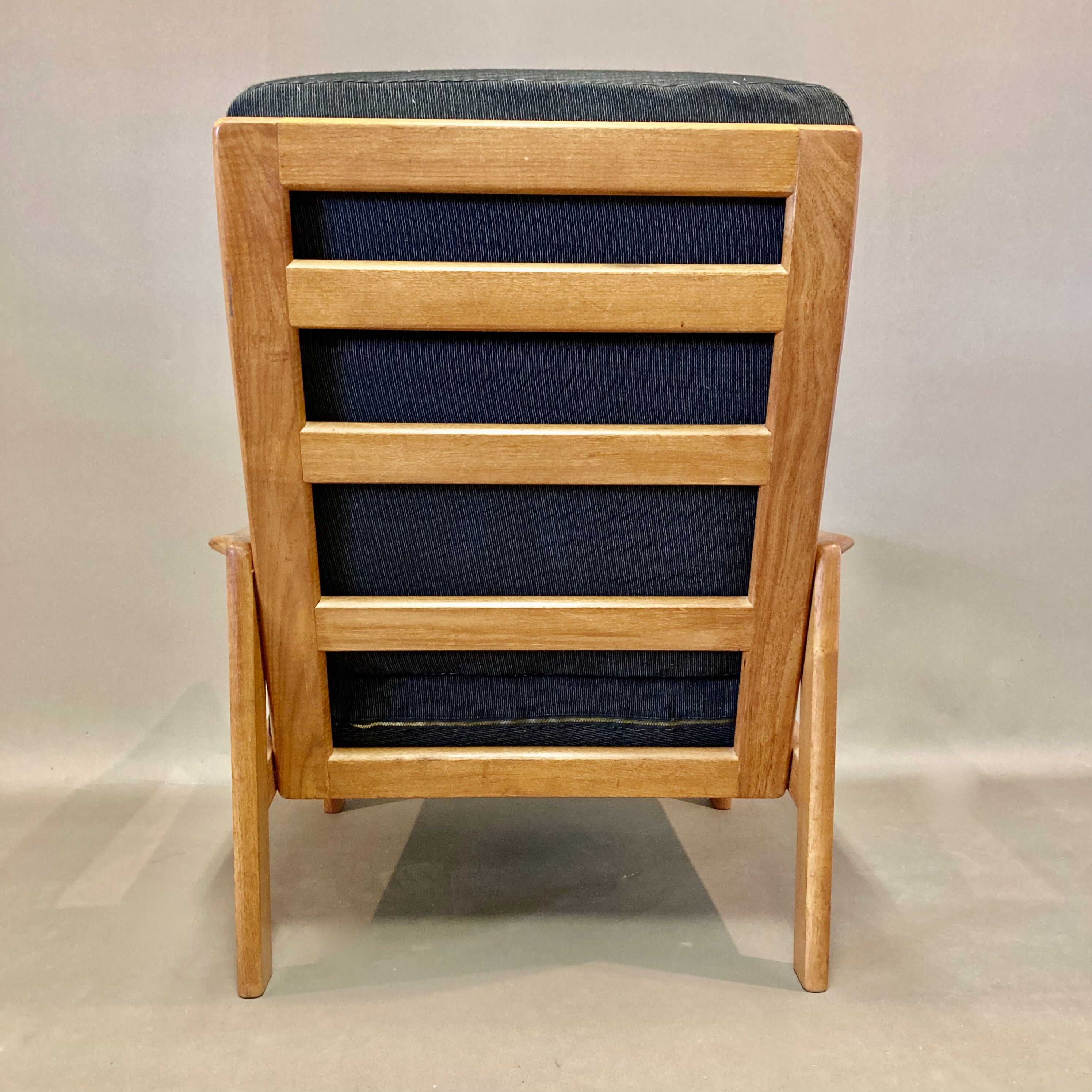 Teak and linen armchair Scandinavian design 1950.