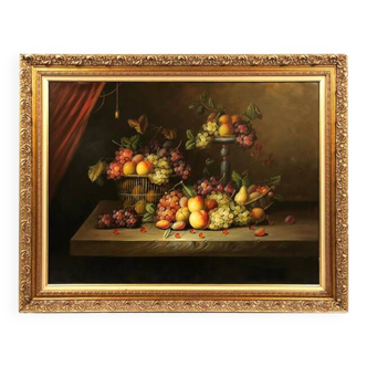 Very large still life with fruit, oil on canvas 20th century