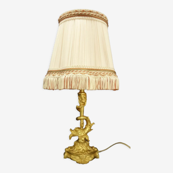 Lampe au dauphin et roseaux style Louis XV