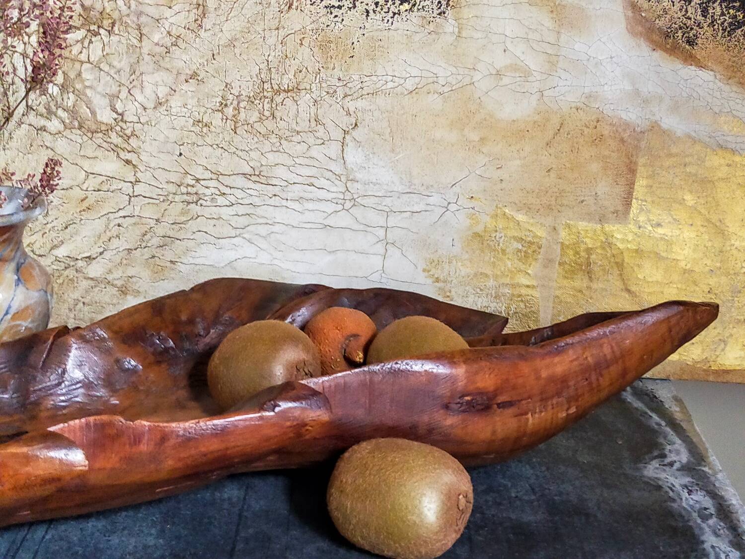 Antique XXL carved solid wood leaf cutter