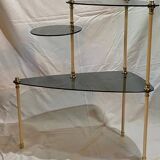 Smoked glass tripod side table, 1950