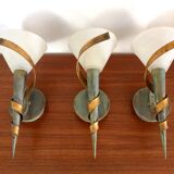 Italian metal and shortbread glass wall lamp