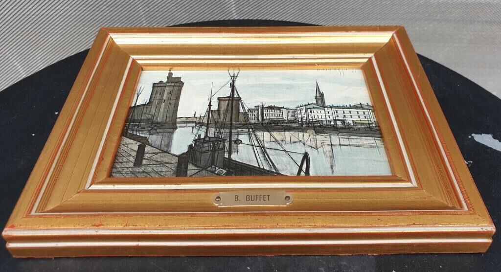 Vintage reproduction Bernard Buffet La Rochelle, the 3 towers