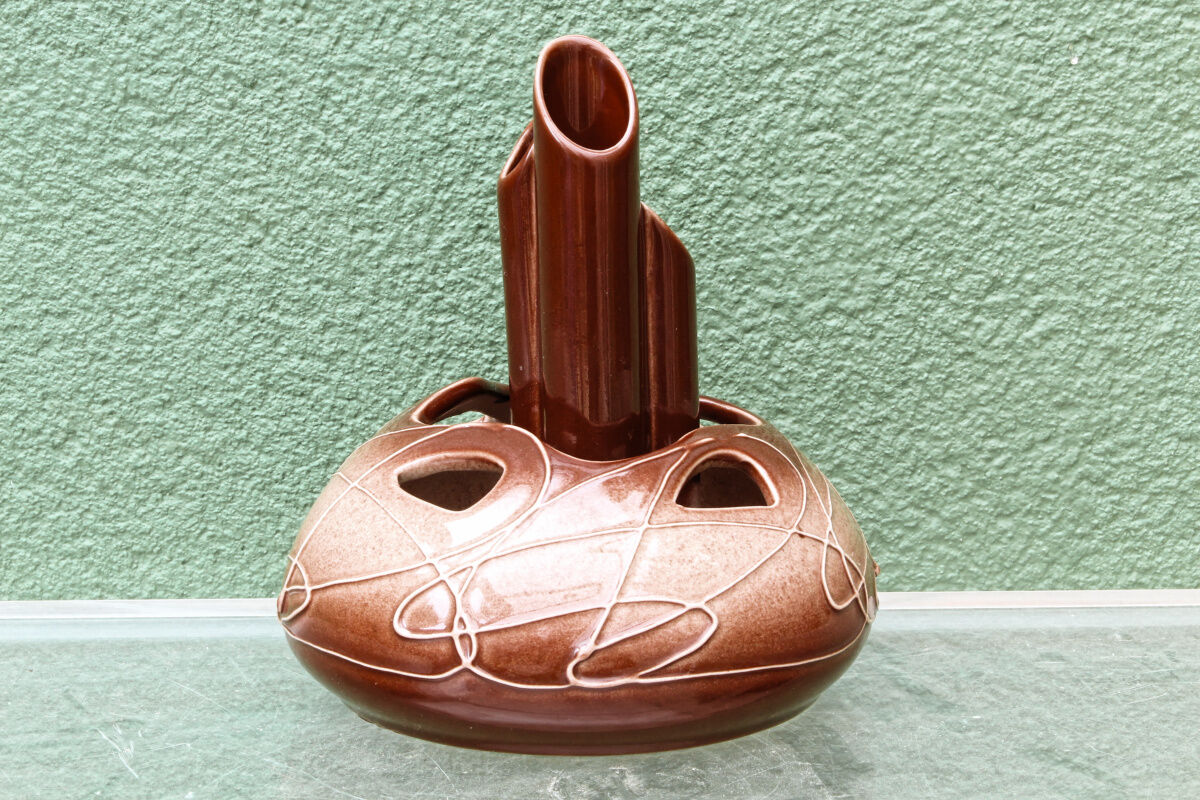 Ceramic vase, flower holder, ikebana, signed, 1960s