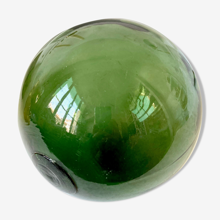 Green blown glass ball, old fishing float