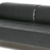 Poltrona Frau Quadra 3-seater black leather sofa
