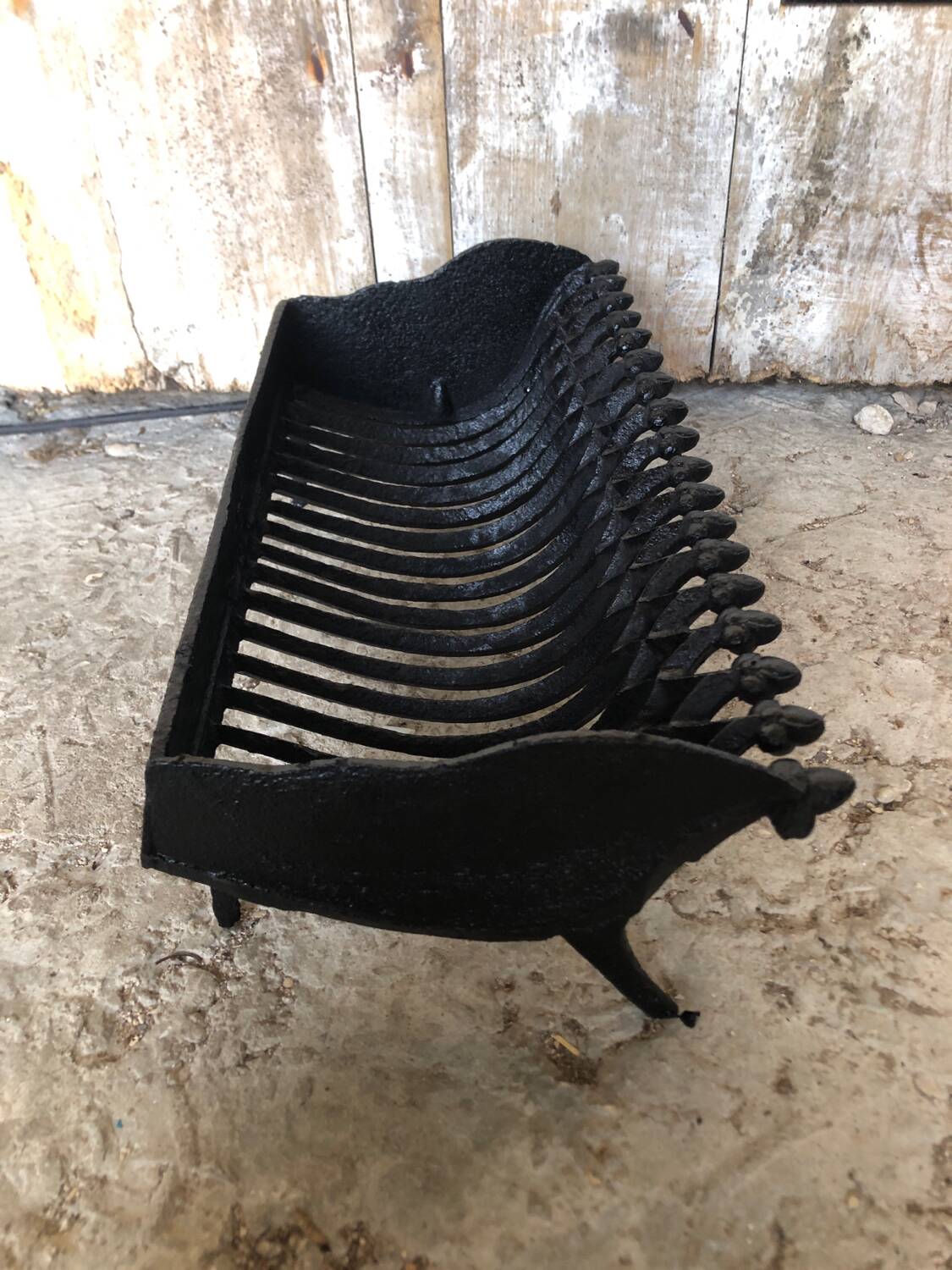 Old Vintage Black Cast Iron Fireplace