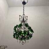 Lampe suspendue Macaroni à fleurs vertes des années 1950