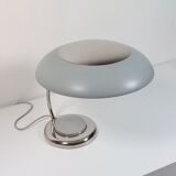 Rare lampe de bureau vintage, lampe de table RDA bleu clair chromé