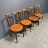 Set of 4 French Cafe Chairs with Graceful Seats