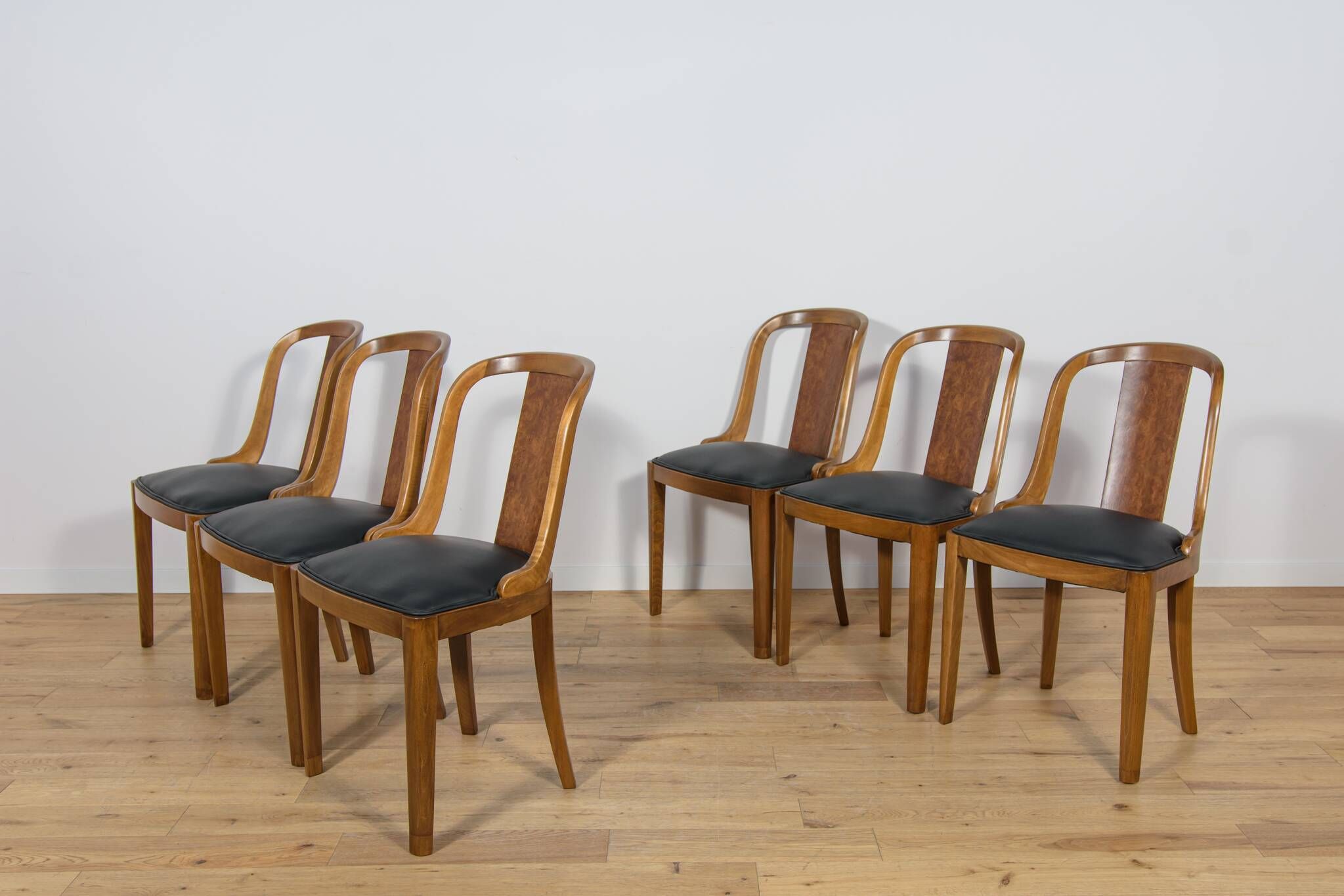 Art Deco Dining Chairs Gondola, Rene Melin, France, 1930s, Set of 6