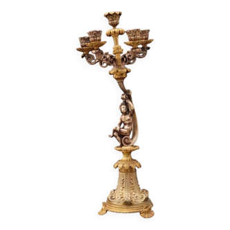 Napoleon III Bronze Candlestick, 19th Century