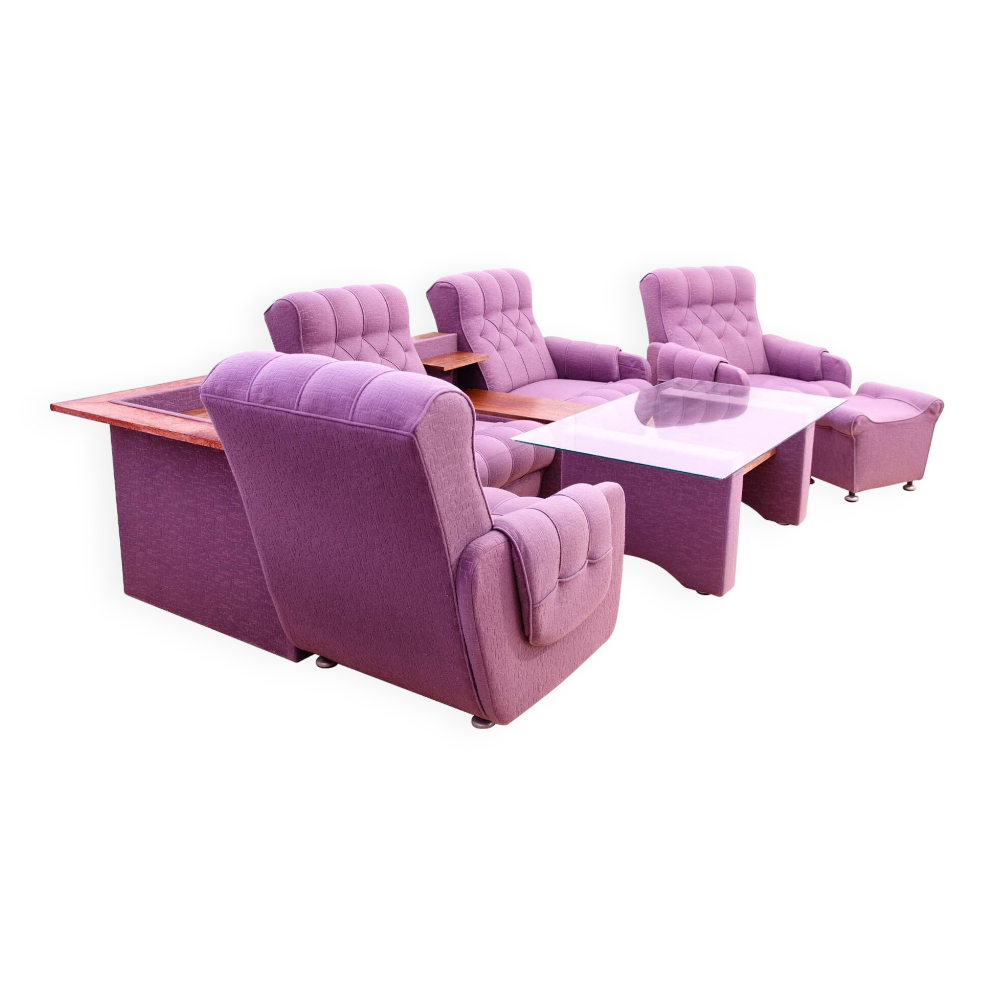 Ensemble de salon vintage bloc de l'Est, Tchécoslovaquie, 1980