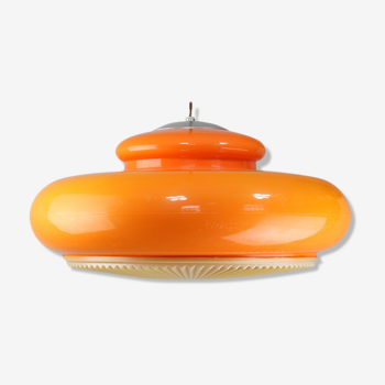 Mid-century acrylic italian orange pendant lamp