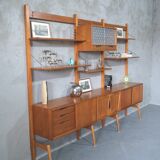 Mid-Century Modular Free Standing  Teak Wall Unit by Kjell Riise for Brodrene Jatogs, Norway, 1960s