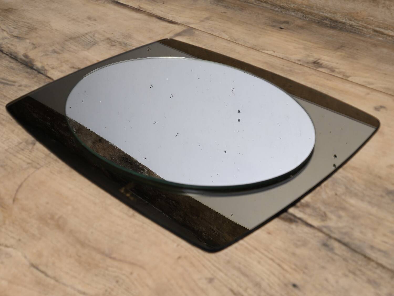 White glass and smoked glass mirror Italy