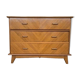 Commode vintage à 3 tiroirs pieds compas en chêne clair