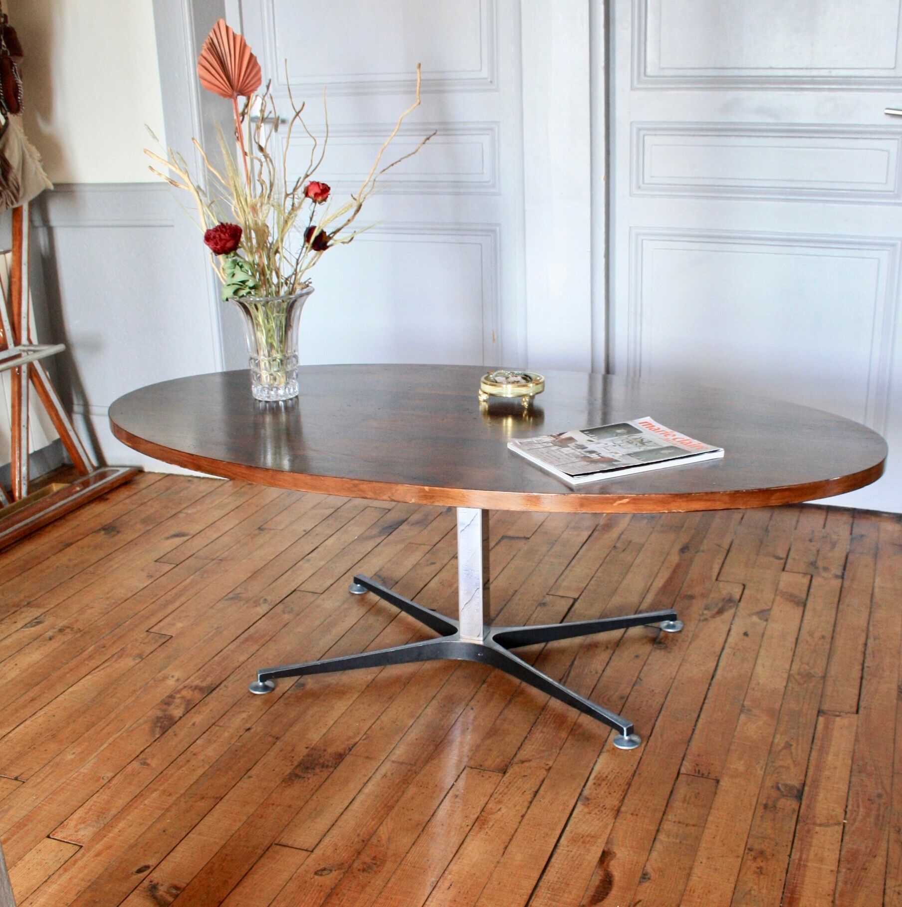 Coffee table in wood and metal foot Ilse