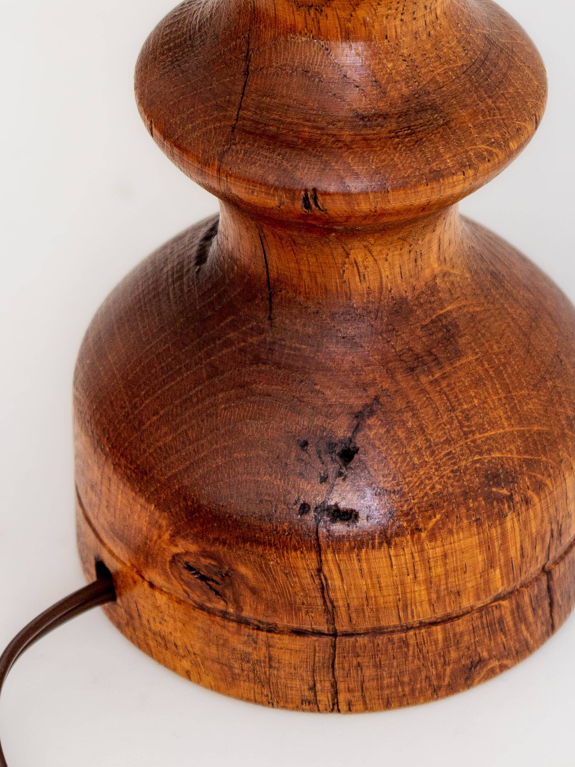 2 turned wooden lamp bases, 1940s-1960s