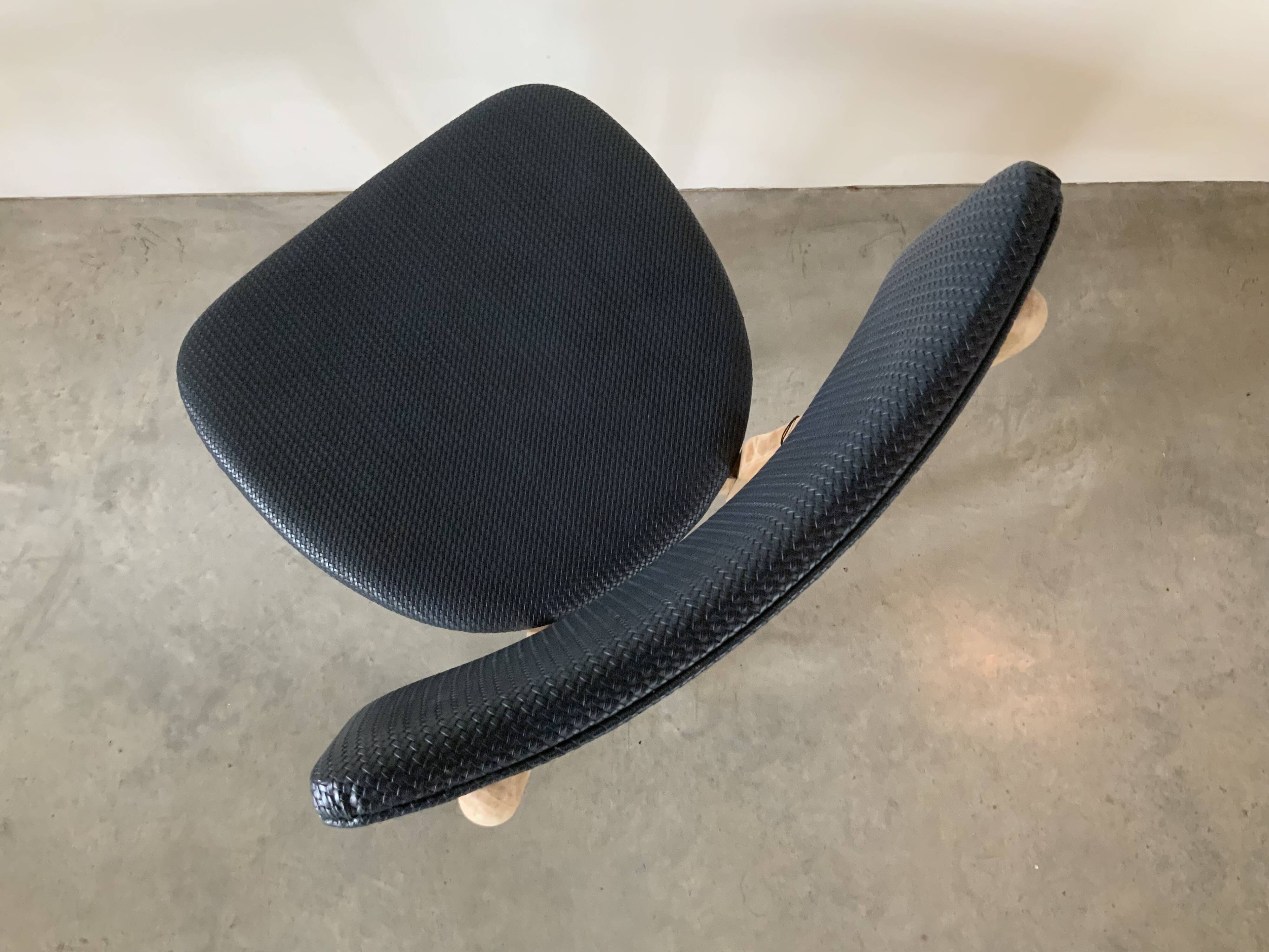 Restored vintage chair in midnight blue vinyl from the 50s