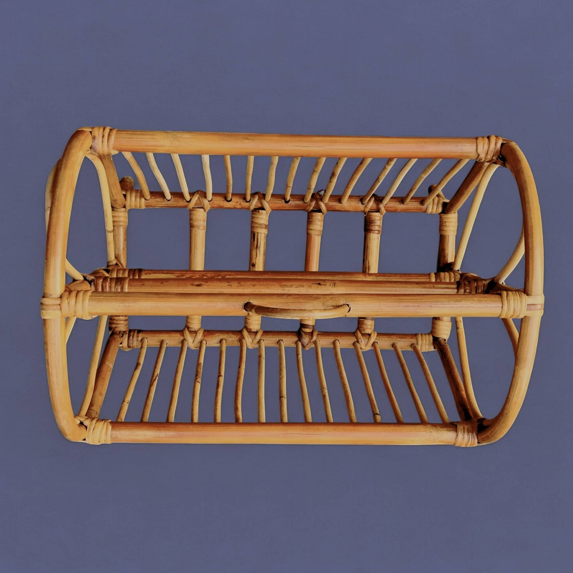 Vintage bamboo and rattan magazine rack