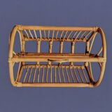 Porte-revue vintage en bambou et rotin