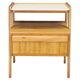 1960s mid-century maple nightstand with milky glass shelf, restored, Czechoslovakia