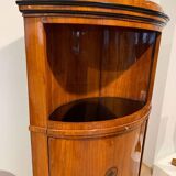Biedermeier Corner Cabinet, Cherry Veneer, Ebony Inlay, South Germany circa 1820