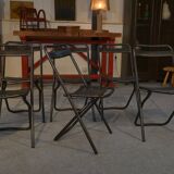 Set of 6 industrial folding chairs assembled by soldering 1950