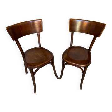 Pair of vintage 1950s Baumann bentwood bistro chairs