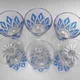 6 water glasses VMC Reims Harlequin blue