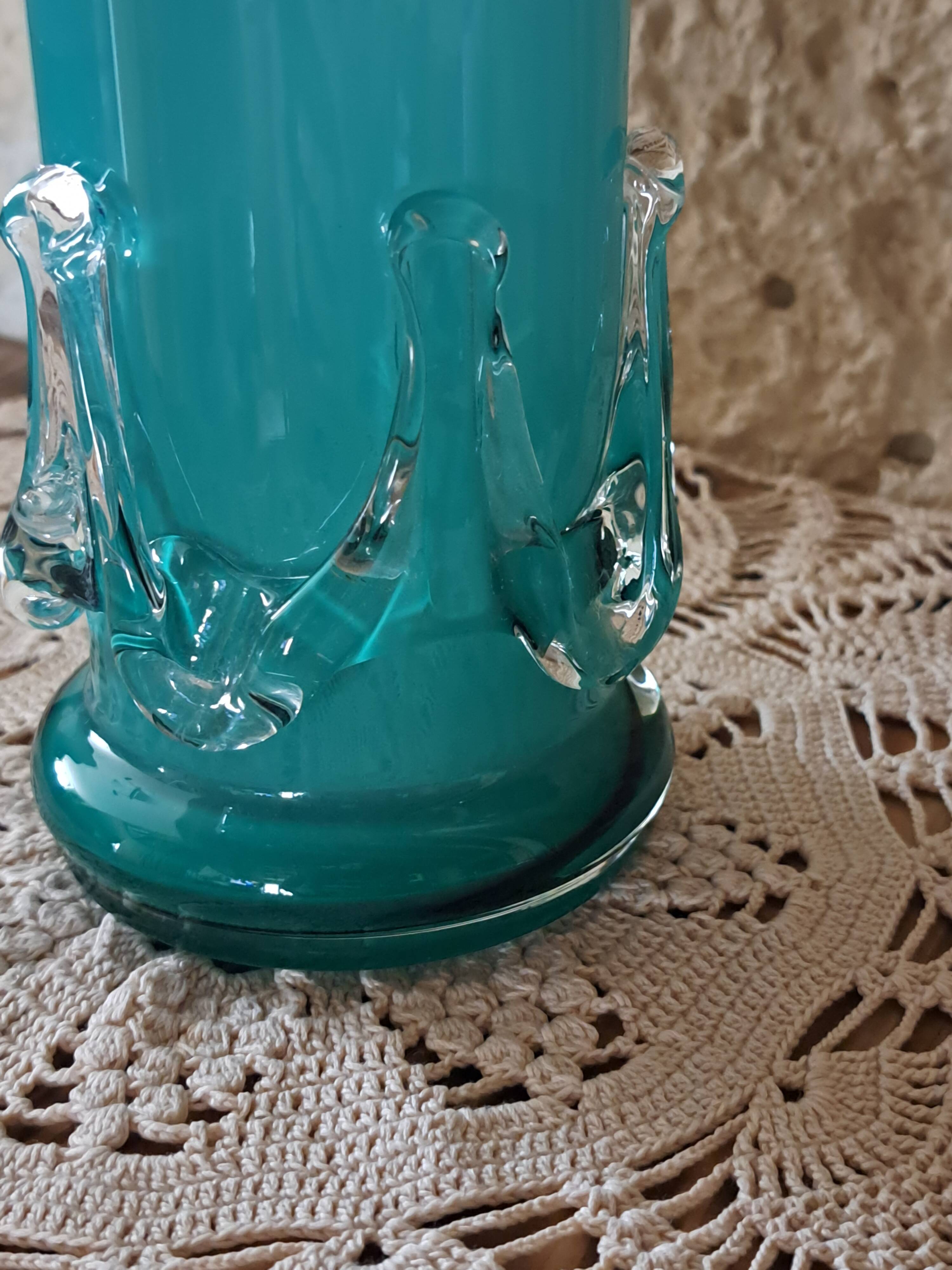 Vase en verre soufflé d'art polonais, Cracovie