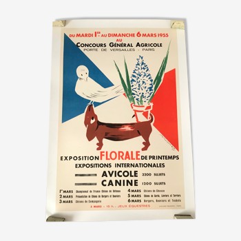 Affiche exposition florale avicole et canine 1935